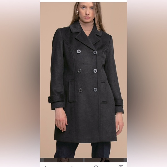 GIACCA DOUBLE BREASTED BLACK WOOL BLEND COAT WOMEN IN SIZE M - Picture 1 of 13